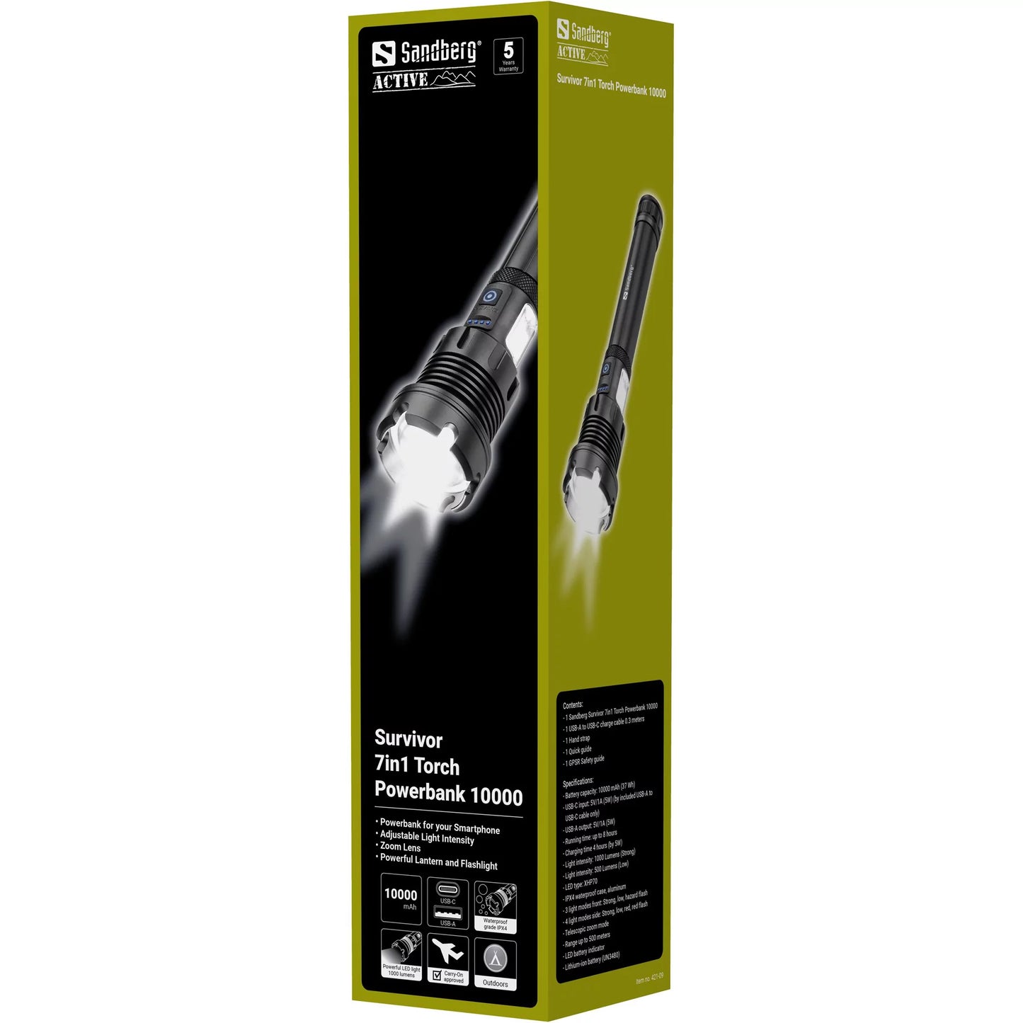 Sandberg Survivor 7in1 Torch Powerbank 10000