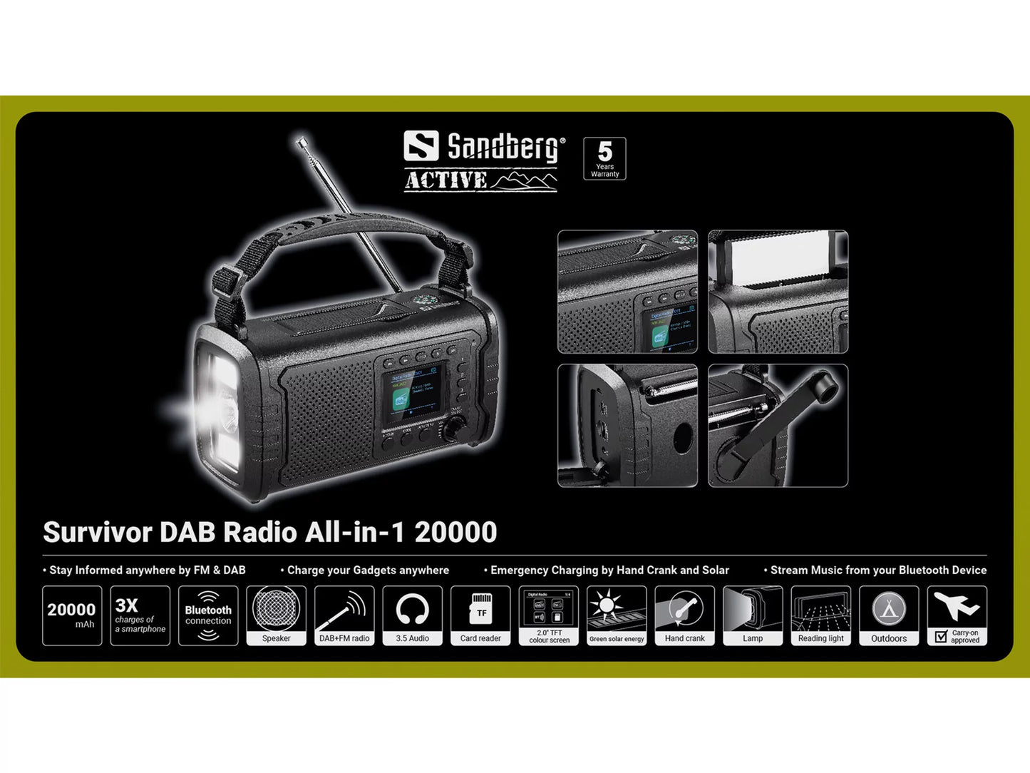 Sandberg Survivor DAB Radio All-in-1 20000