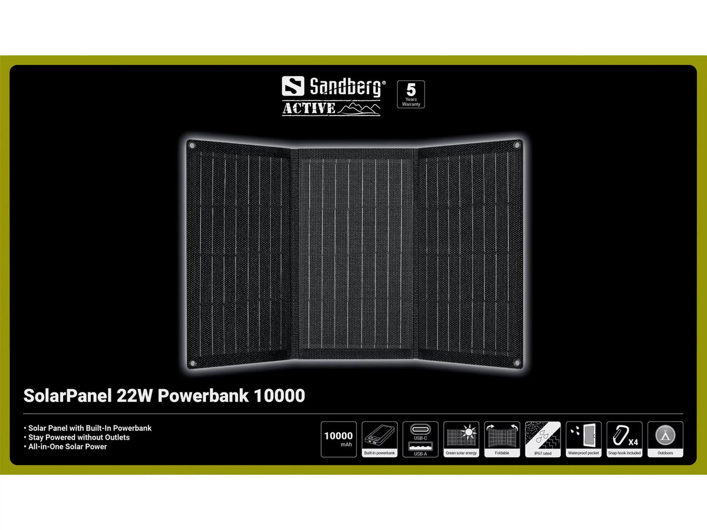 Sandberg SolarPanel 22W Powerbank 10000